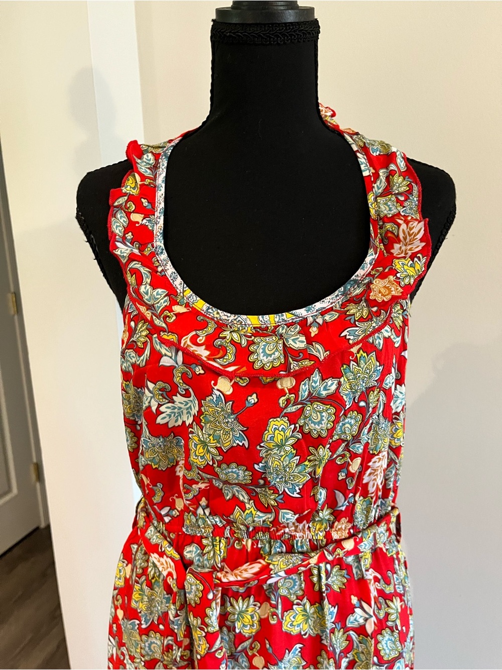 GLM Clothing Red Floral Maxi Dress Medium - Picture 2 of 10